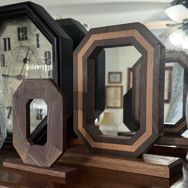 Ohio State Block O Mantel Piece, Large, Oak with Walnut Wrap