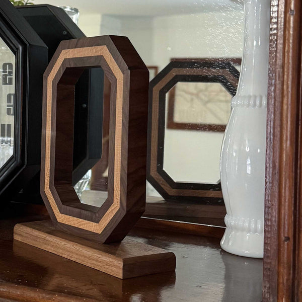 Ohio State Block O Mantel Piece, Large, Oak with Walnut Wrap