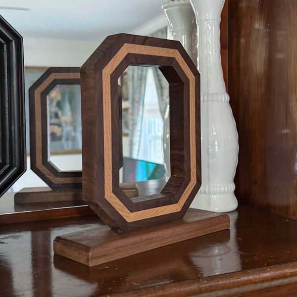 Ohio State Block O Mantel Piece, Large, Oak with Walnut Wrap