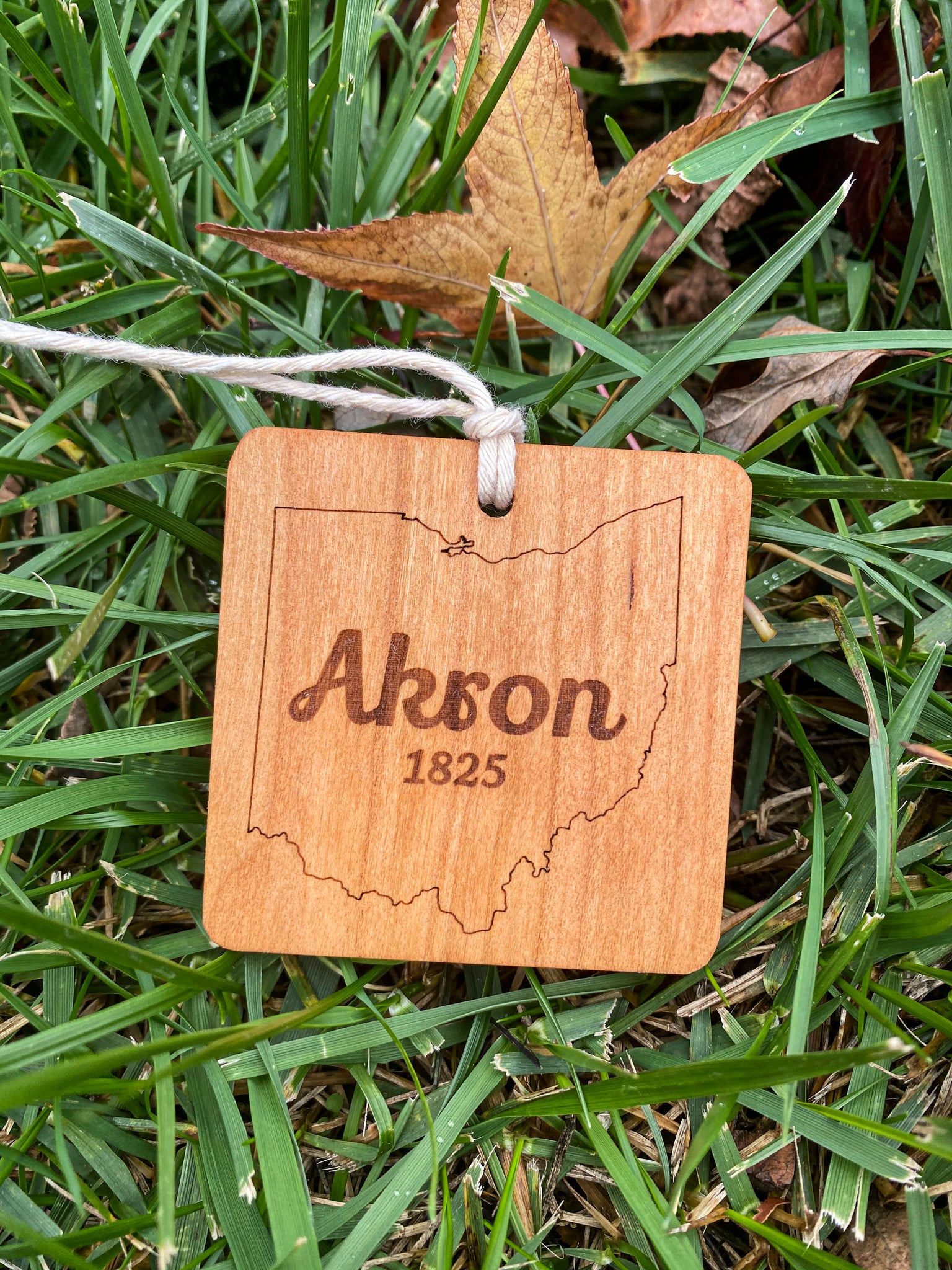 Akron, Ohio Wood Ornament