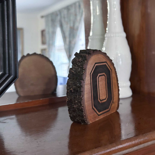 Ohio State Natural Wood Slice Block O Logo OSU Licensed
