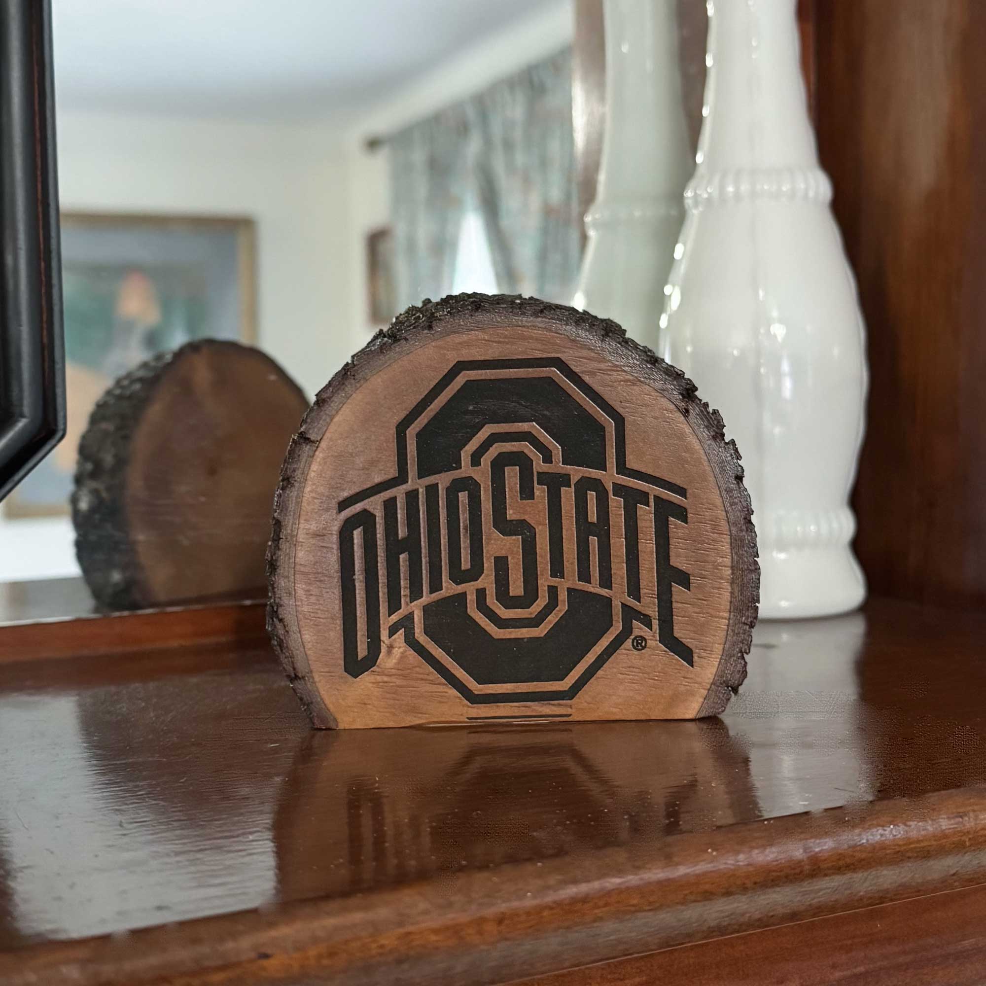 Ohio State Natural Wood Slice Sport Logo OSU Licensed