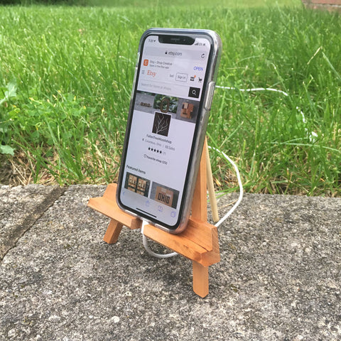 Phone Stand Easel, Cherry Wood
