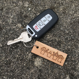 Wood keychain with OHIO people design, Ohio state. On a car key and house key.