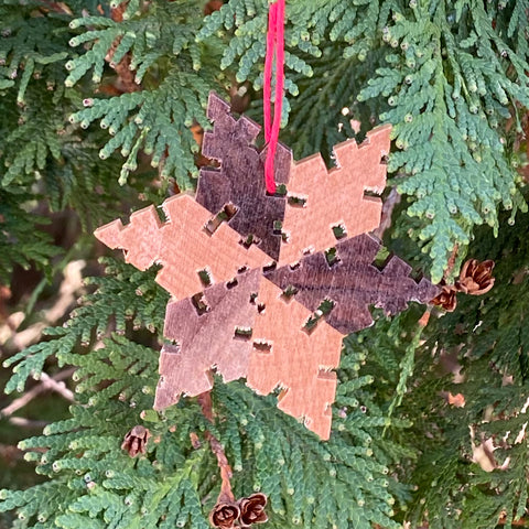 Snowflake Wood Ornament - Cherry & Walnut