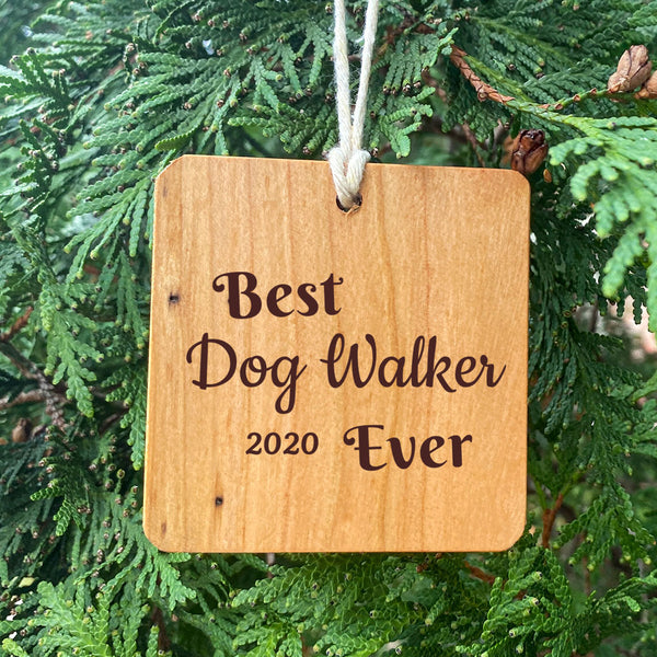 Best Dog Walker Ever Ornament on Pine Tree Background