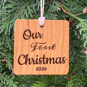 Our First Christmas wood ornament handmade