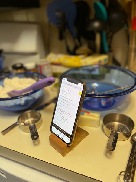 Phone Stand, small profile, live edge ash