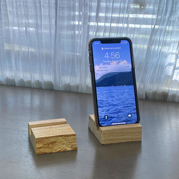 Phone Stand, small profile, live edge ash