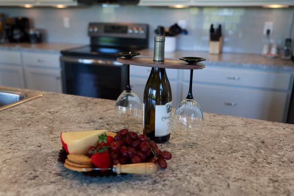 Wine & Glass Display Walnut