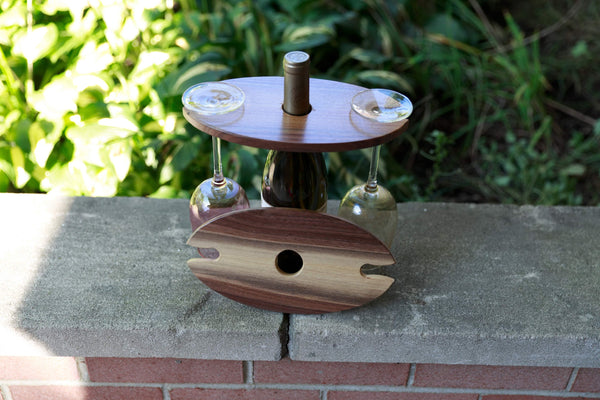 Wine & Glass Display Walnut